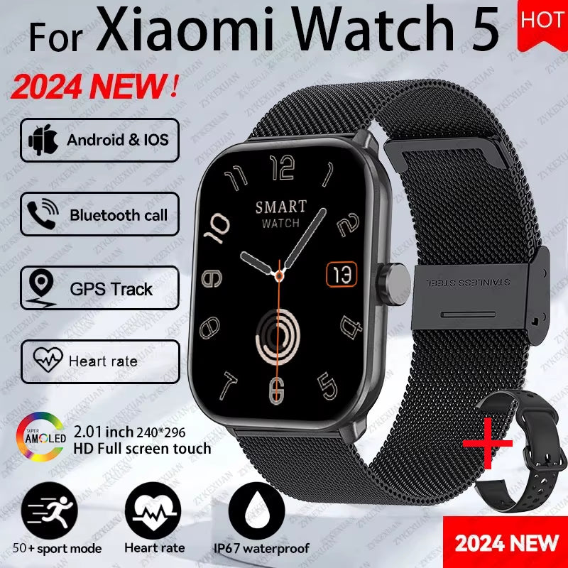 For Xiaomi Watch 5 Global Version Men Women HD AMOLED Display Heart Rate Bluetooth Call GPS Track Waterproof Sports Smart Watch