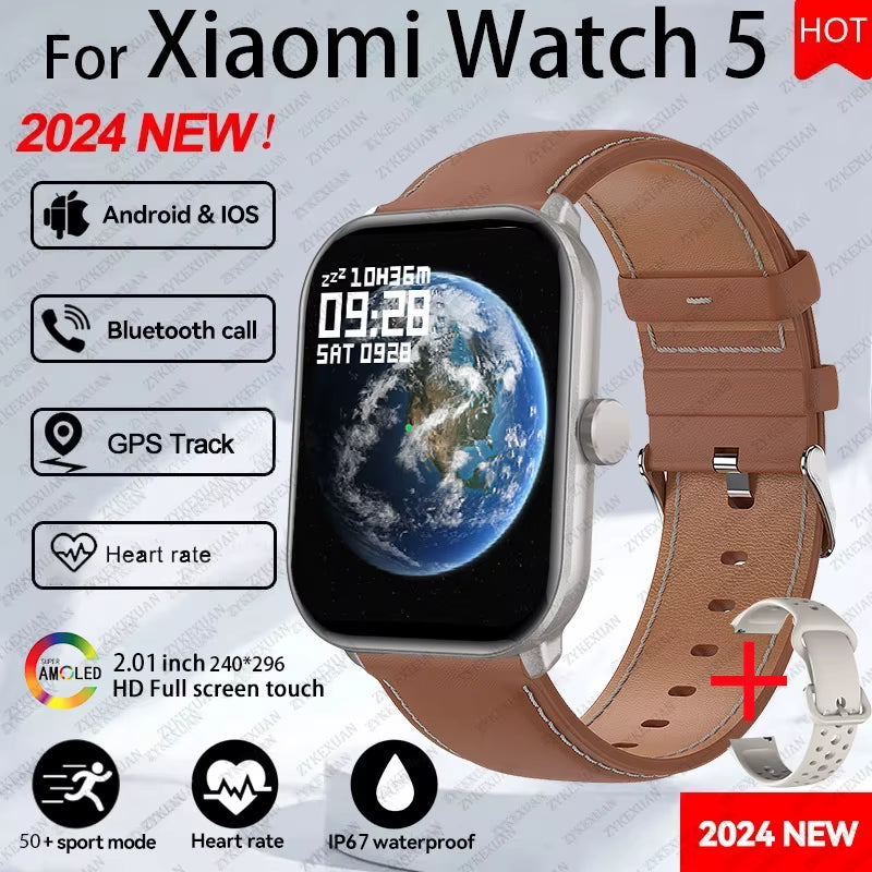 For Xiaomi Watch 5 Global Version Men Women HD AMOLED Display Heart Rate Bluetooth Call GPS Track Waterproof Sports Smart Watch