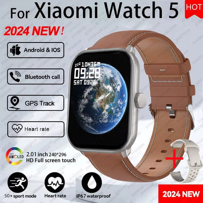For Xiaomi Watch 5 Global Version Men Women HD AMOLED Display Heart Rate Bluetooth Call GPS Track Waterproof Sports Smart Watch